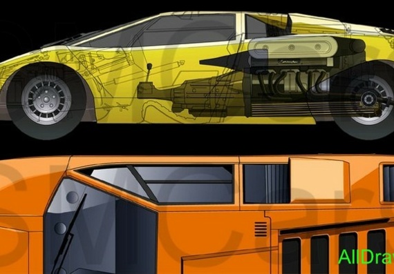 Lamborghini Countach LP400 (Lamborgini Kountach LP400) - drawings (figures) of the car